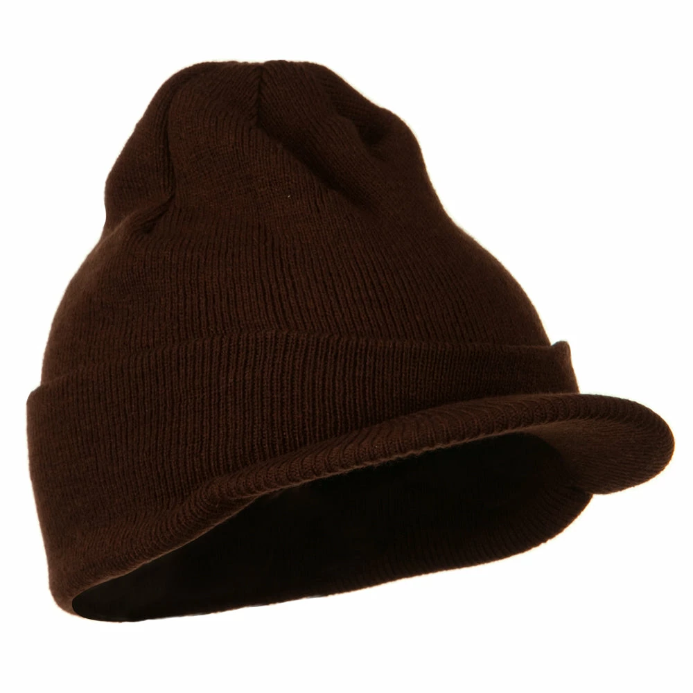 MG Cuff Knitted Beanie With Visor Bill - Image 58