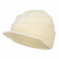 MG Cuff Knitted Beanie With Visor Bill