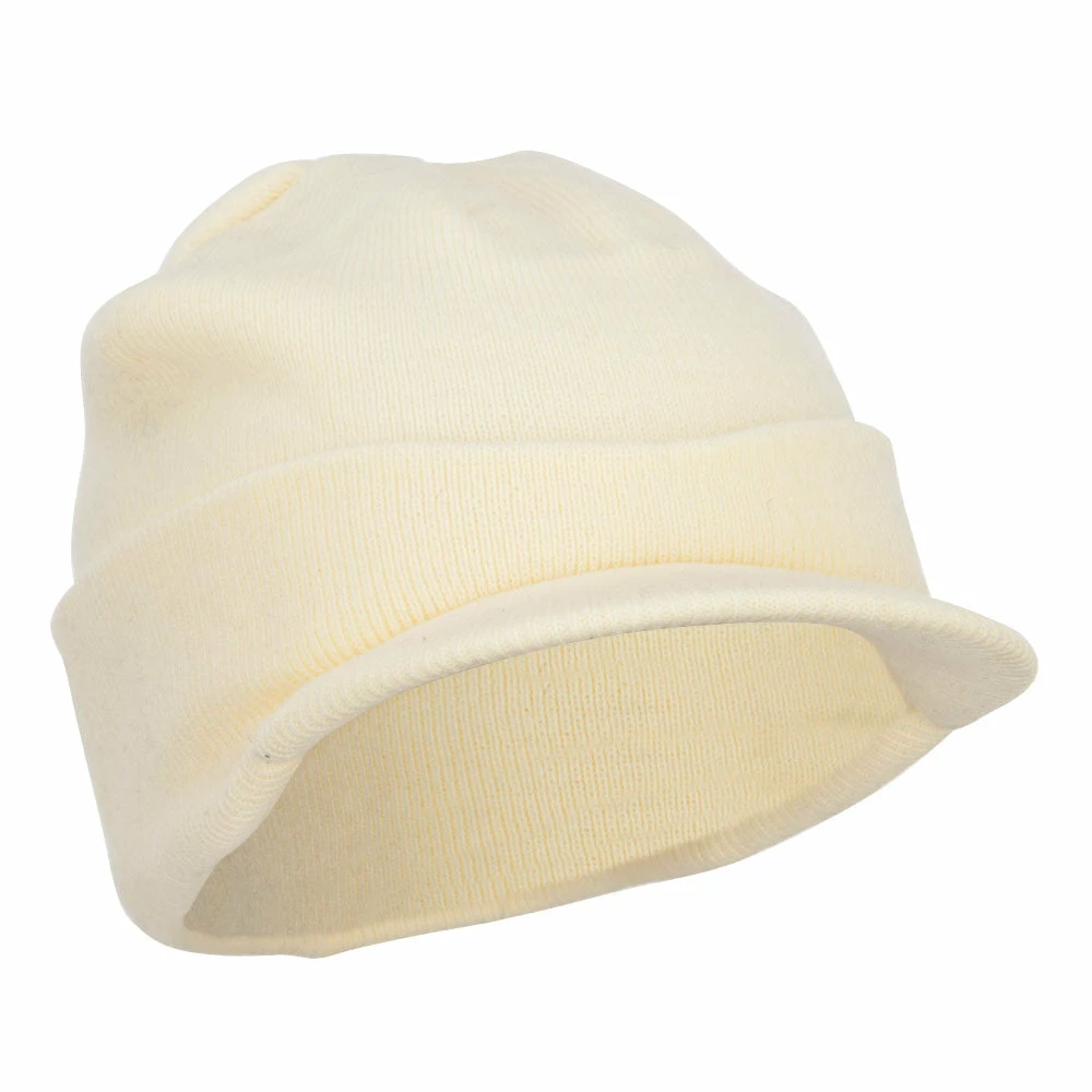 MG Cuff Knitted Beanie With Visor Bill - Image 4