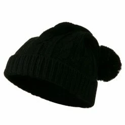 Hatiya Cable Knit Hat With Pom Pom