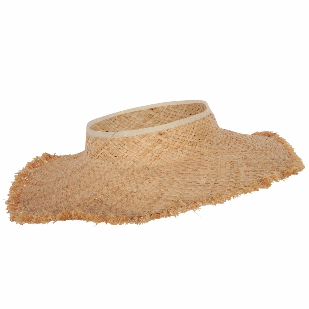 Jeanne Simmons Women's Paper Braid 4.5 Inch Wide Brim Fringe Edge Visor Sun Hat - Image 3