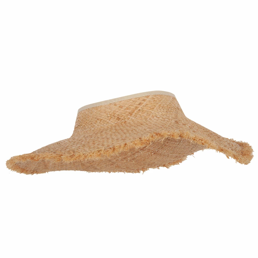 Jeanne Simmons Women's Paper Braid 4.5 Inch Wide Brim Fringe Edge Visor Sun Hat - Image 4