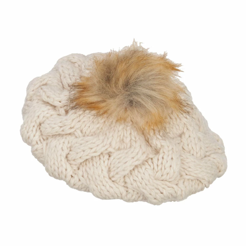 Jeanne Simmons Faux Fur Pom Knit Beret - Image 7