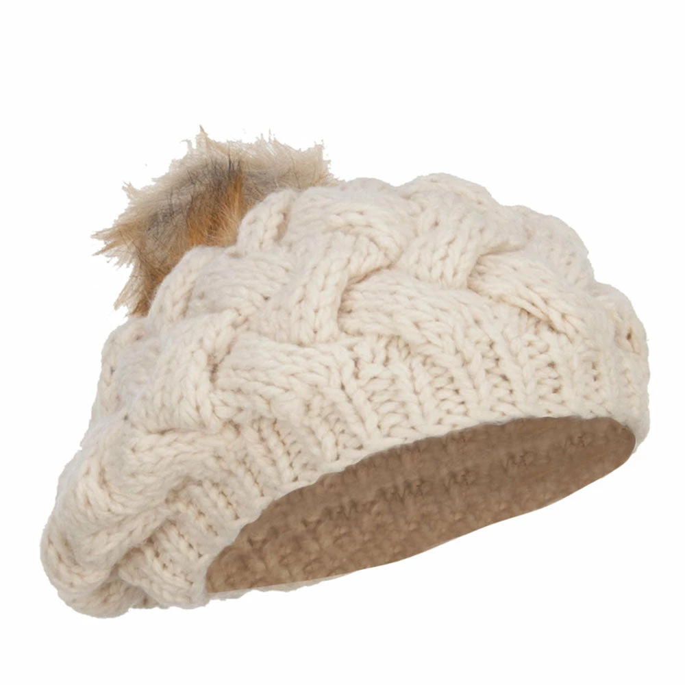 Jeanne Simmons Faux Fur Pom Knit Beret - Image 9