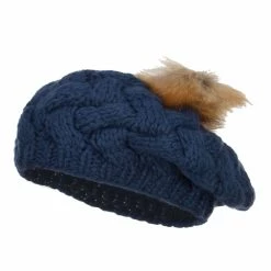 Jeanne Simmons Faux Fur Pom Knit Beret