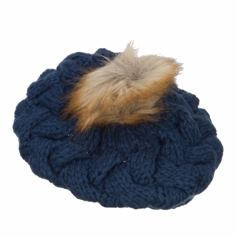 Jeanne Simmons Faux Fur Pom Knit Beret - Image 2