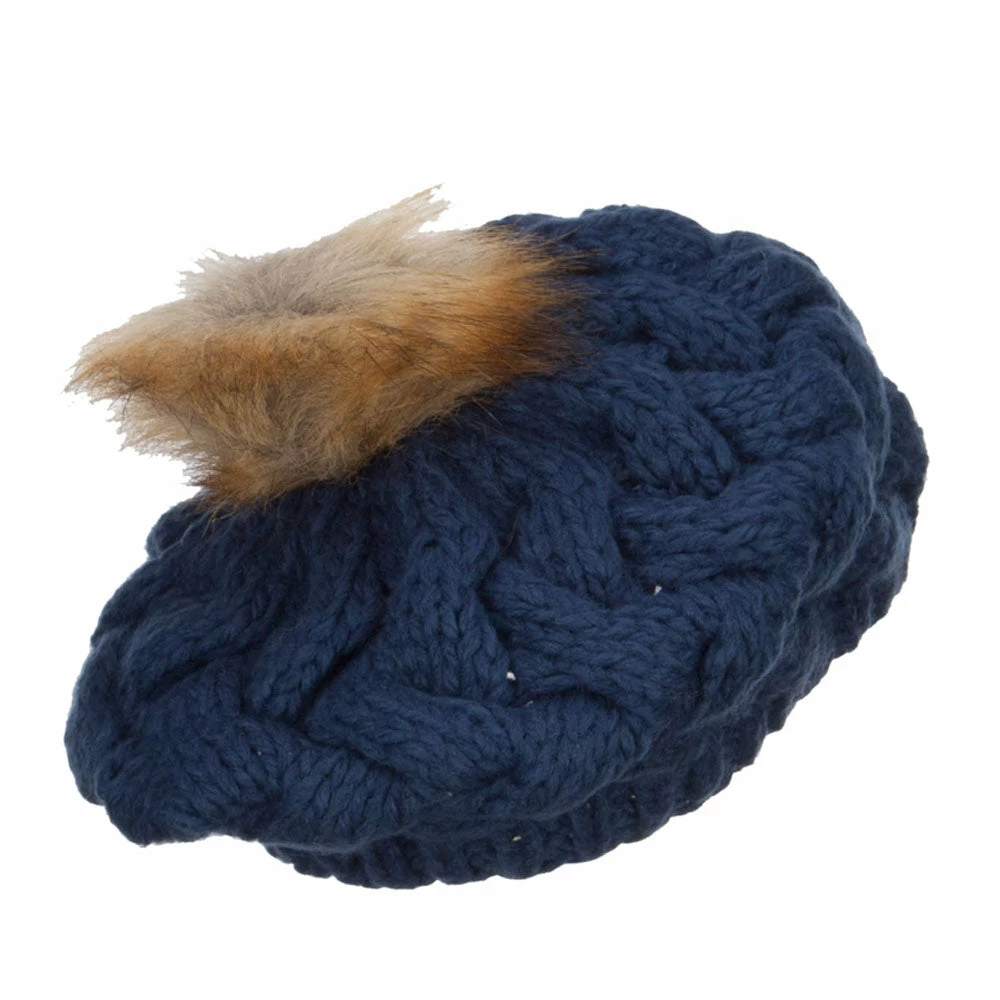 Jeanne Simmons Faux Fur Pom Knit Beret - Image 3
