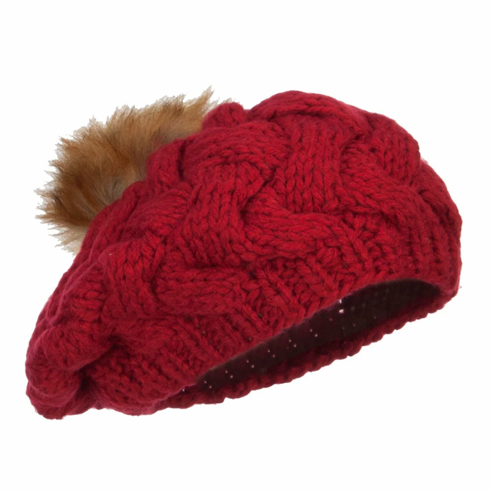 Jeanne Simmons Faux Fur Pom Knit Beret - Image 24