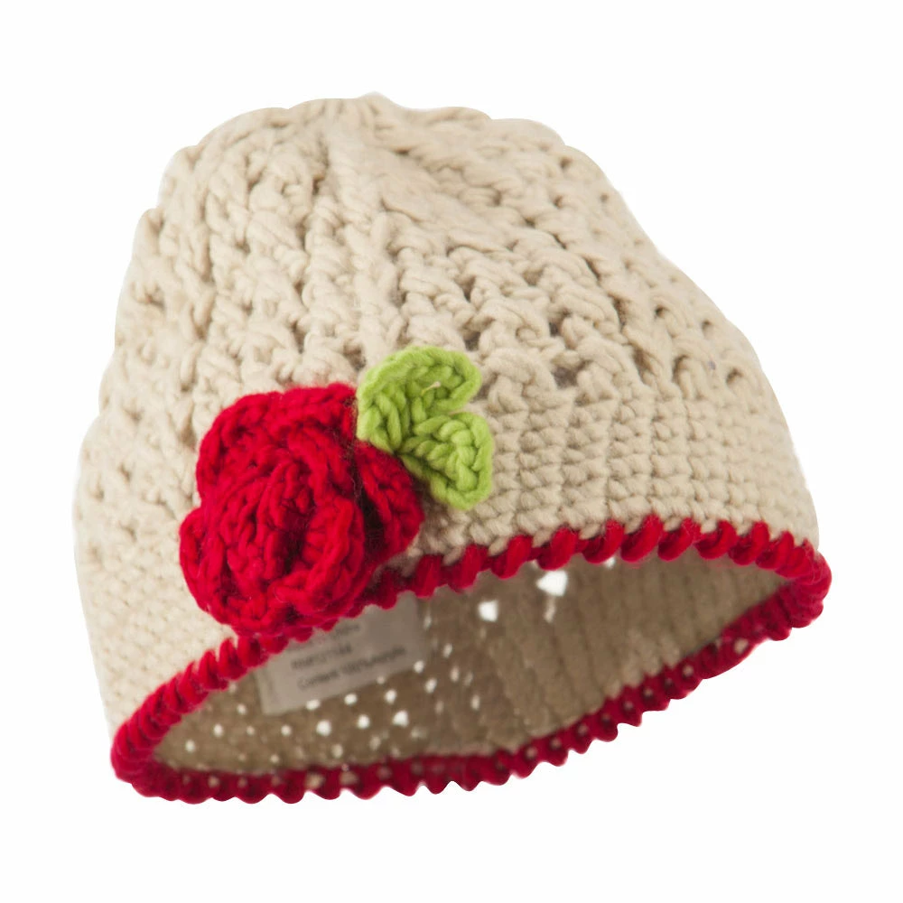 Jeanne Simmons Girl's Flower And Leaf Knit Cap