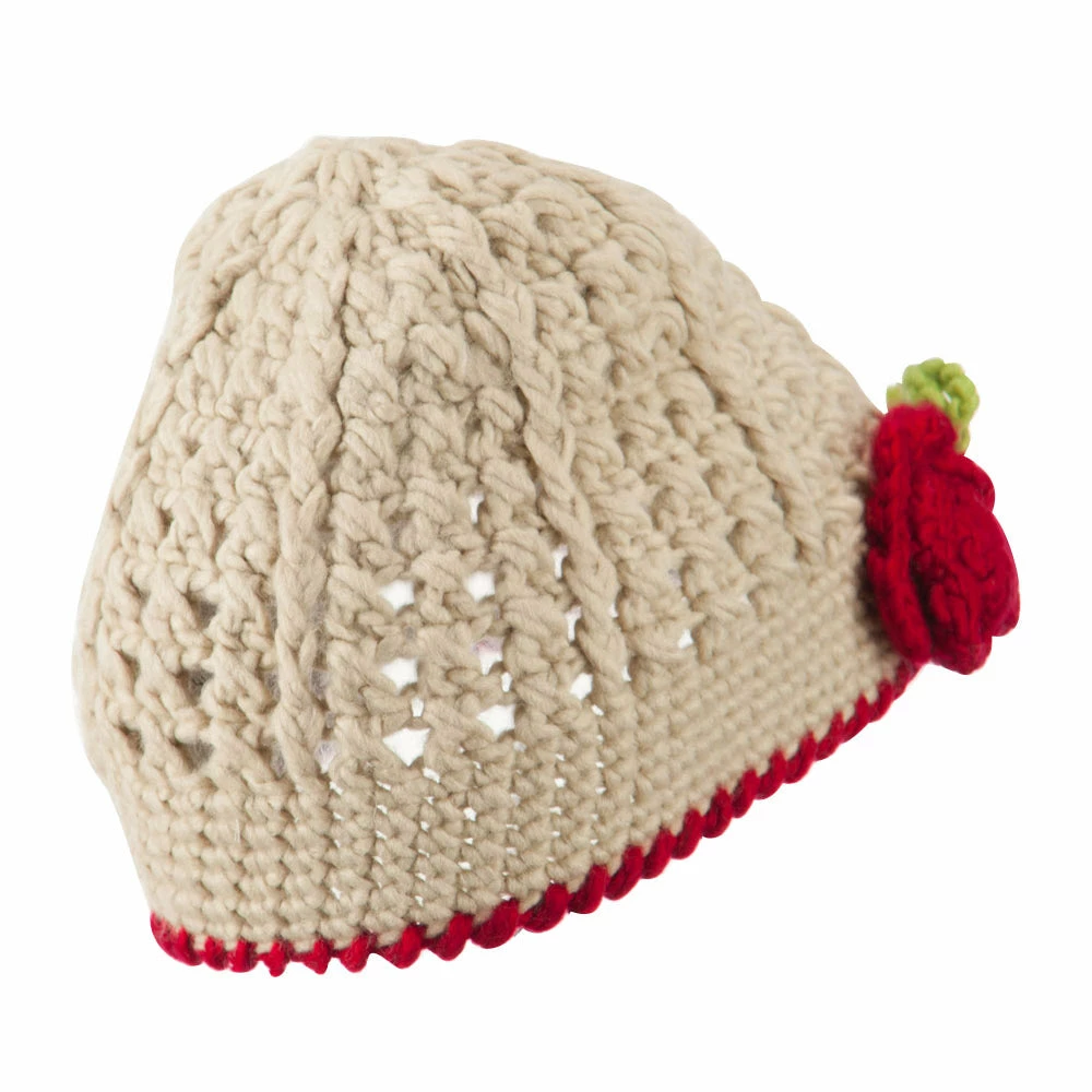 Jeanne Simmons Girl's Flower And Leaf Knit Cap - Image 2