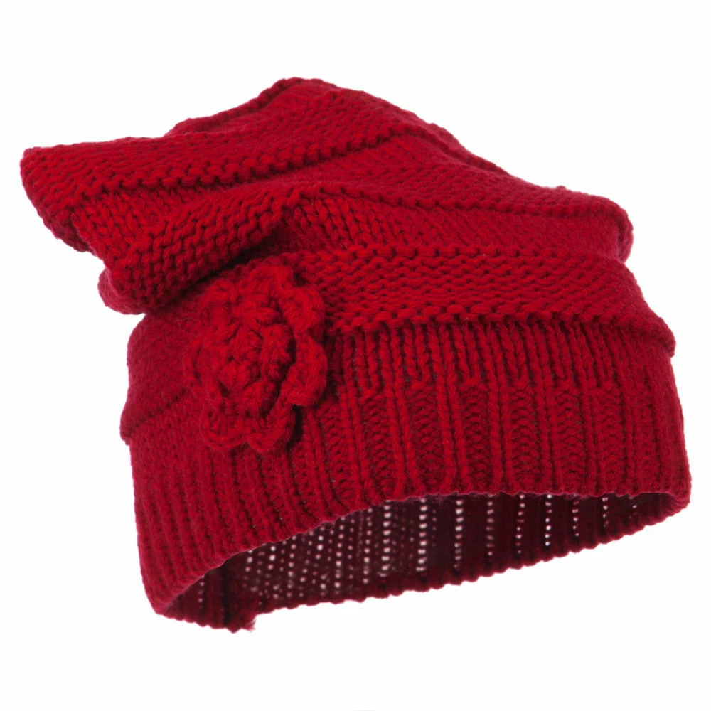 Hatiya Flower Knit Long Beanie