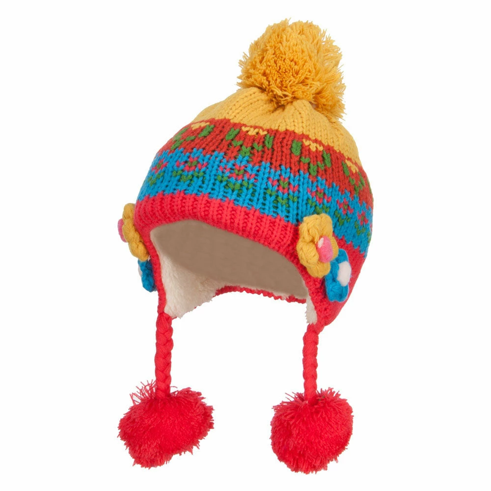 Jeanne Simmons Girl's Flowers Detailed Ski Beanie