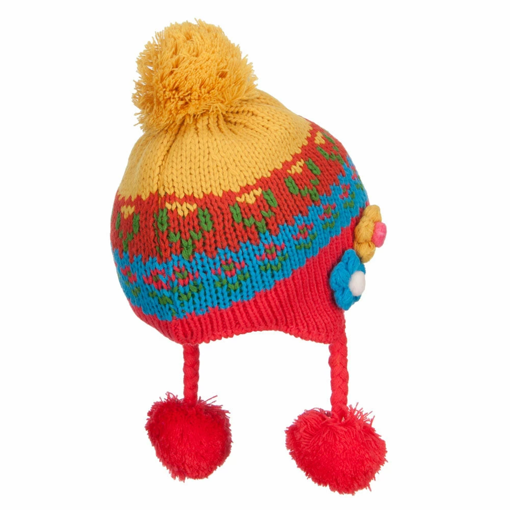 Jeanne Simmons Girl's Flowers Detailed Ski Beanie - Image 3