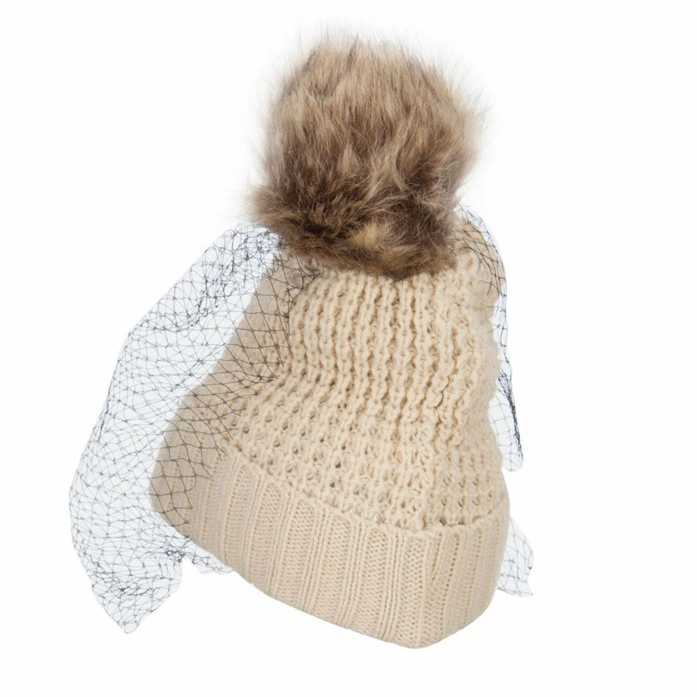 Jeanne Simmons Faux Fur Pom Beanie With Netting - Image 12