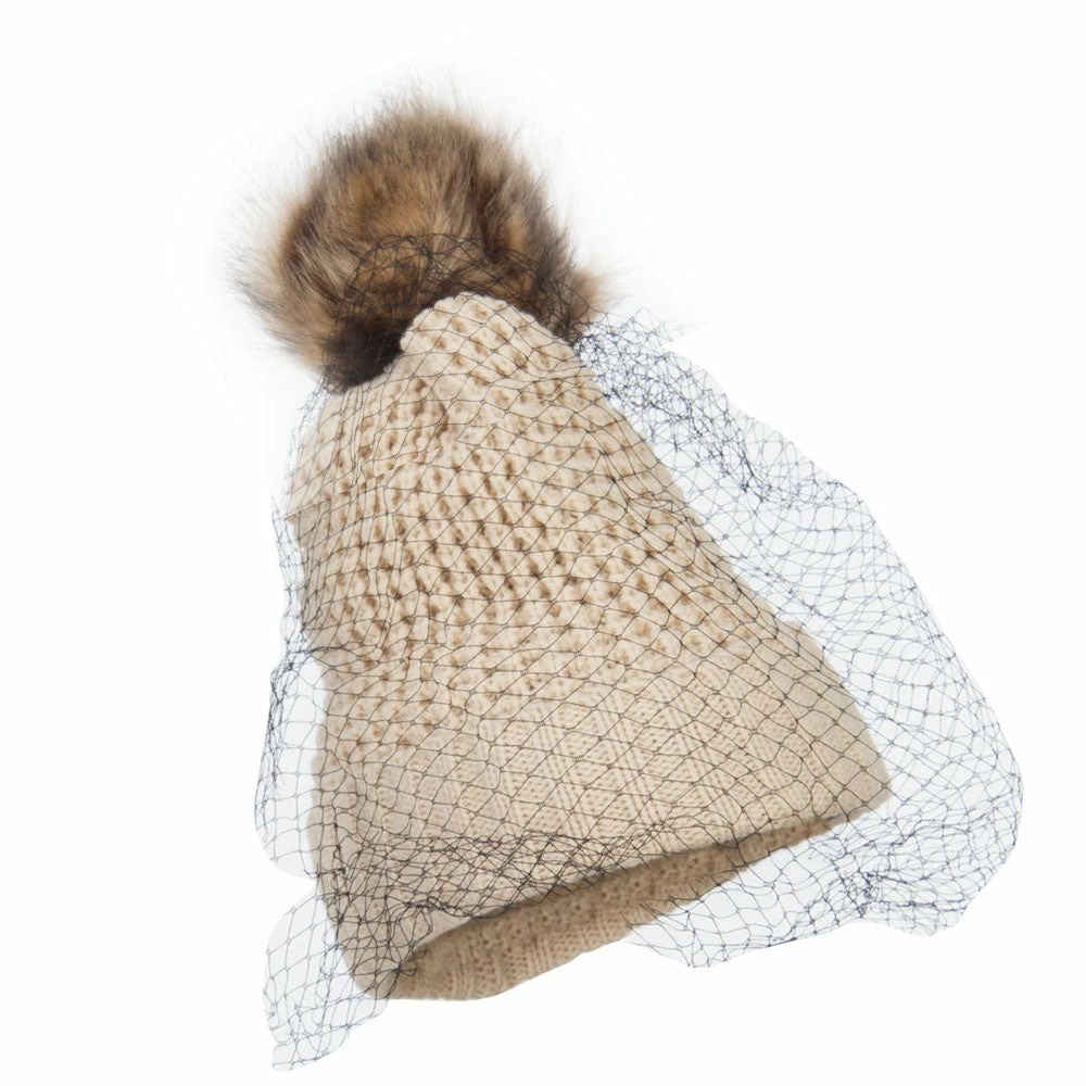 Jeanne Simmons Faux Fur Pom Beanie With Netting - Image 14