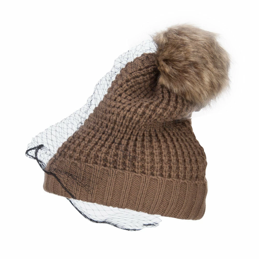 Jeanne Simmons Faux Fur Pom Beanie With Netting - Image 5