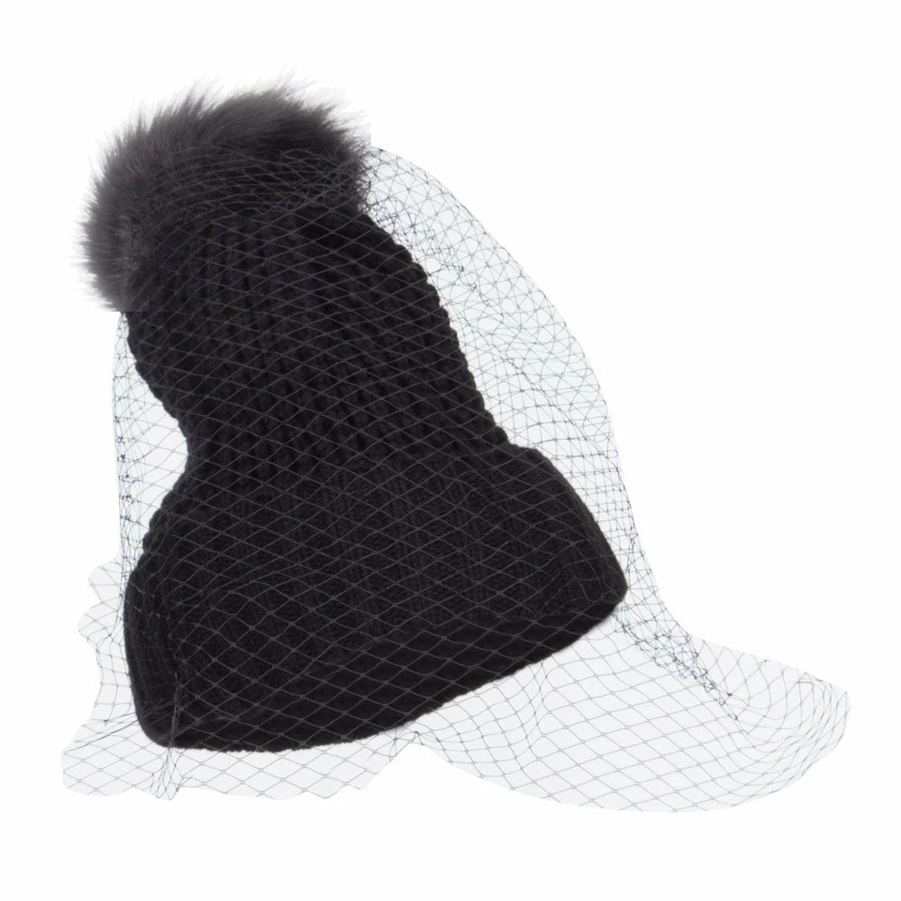 Jeanne Simmons Faux Fur Pom Beanie With Netting - Image 9