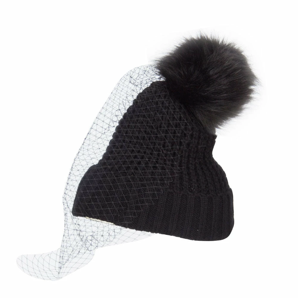 Jeanne Simmons Faux Fur Pom Beanie With Netting - Image 10
