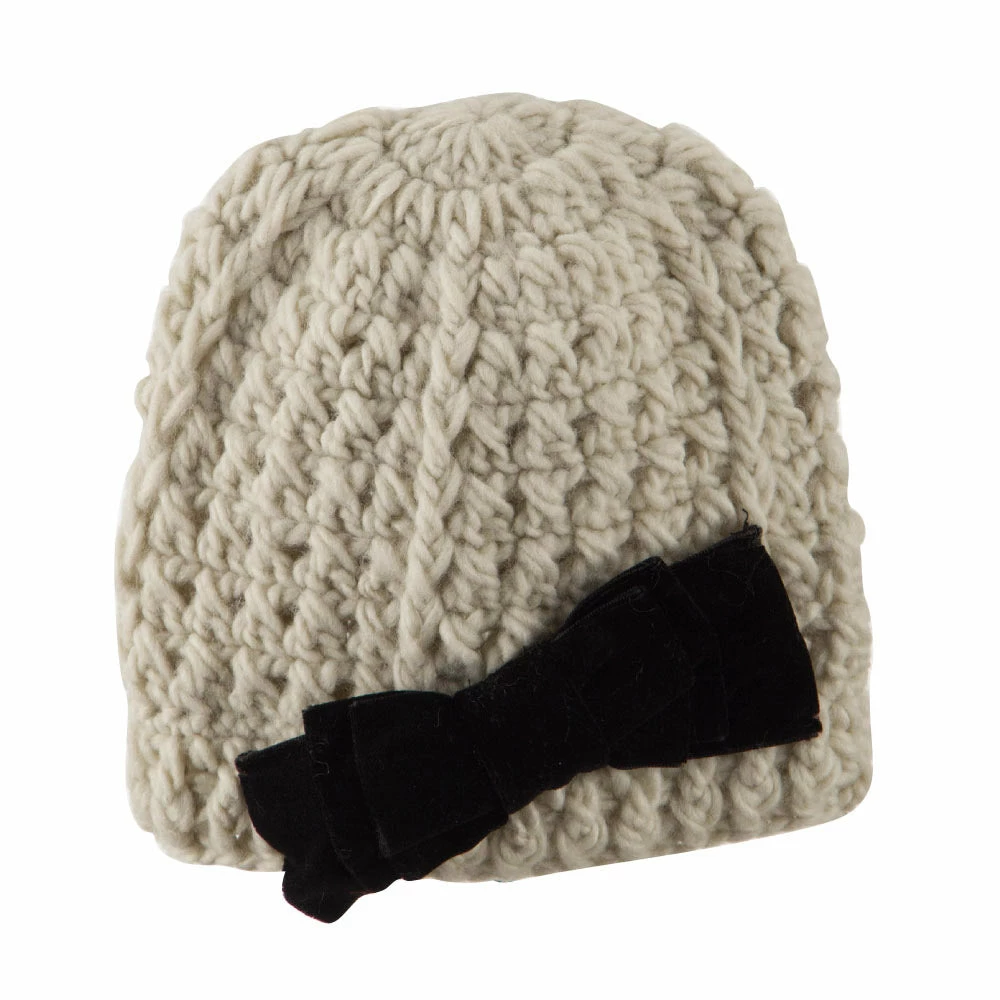 Jeanne Simmons Girl's Acrylic Beanie With Crushed Large Velvet Bow - Image 5