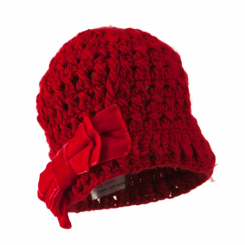 Jeanne Simmons Girl's Acrylic Beanie With Crushed Large Velvet Bow - Image 6