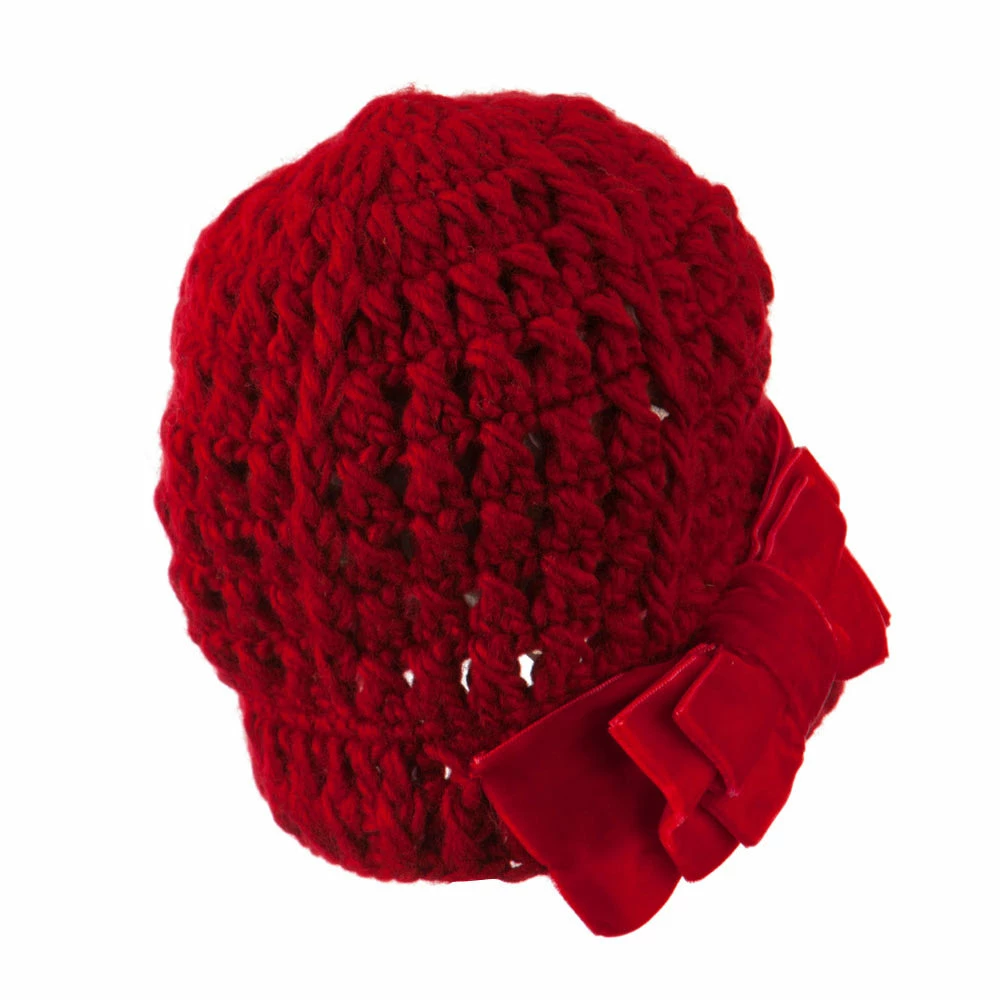 Jeanne Simmons Girl's Acrylic Beanie With Crushed Large Velvet Bow - Image 7