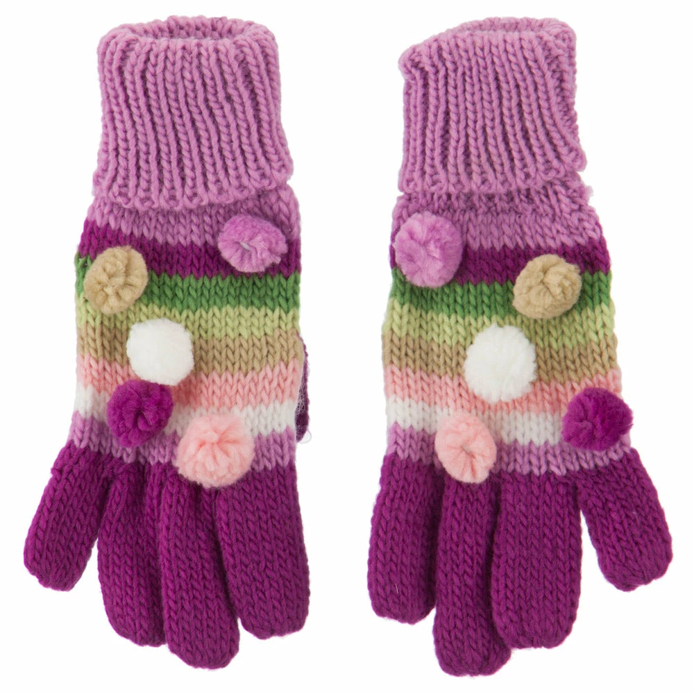 G And S Girl's Hat And Glove Set With Pom Poms - Image 2