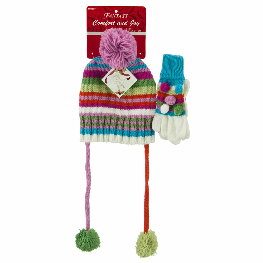 G And S Girl's Hat And Glove Set With Pom Poms - Image 6