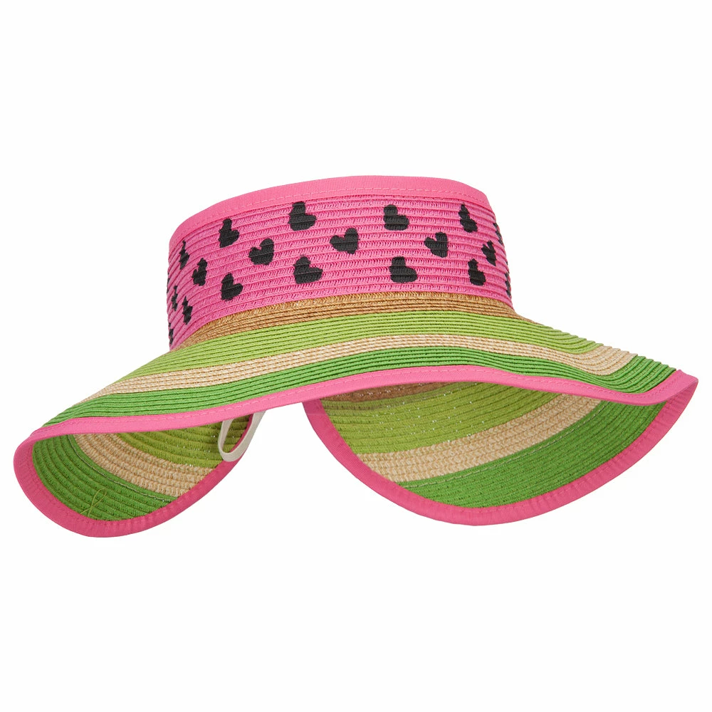 Jeanne Simmons Girl's Paper Braid Rolled 3.5 Inch Brim Visor - Image 9