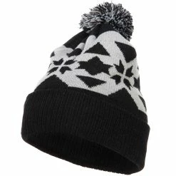 MG Jacquard Knit Pom Beanie