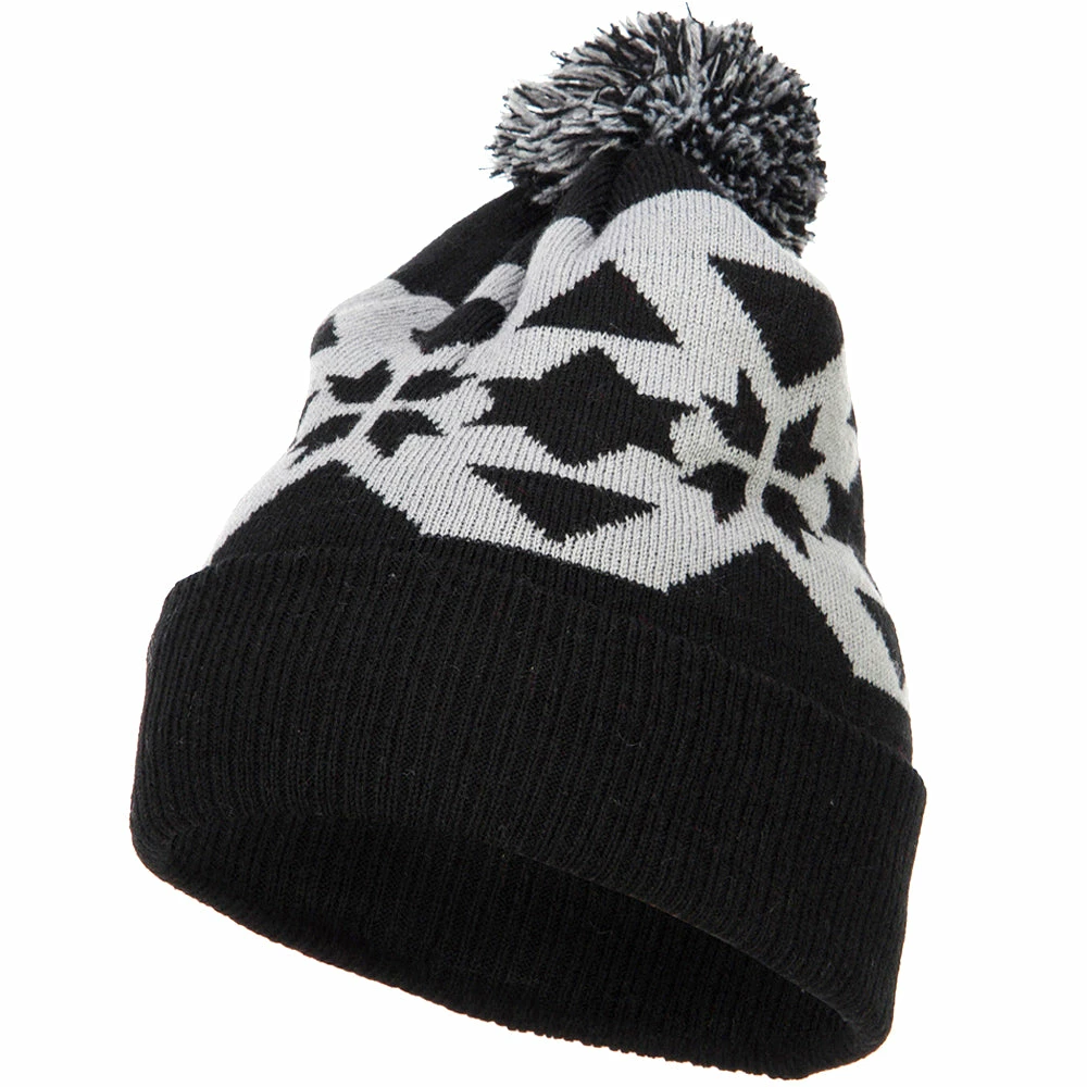 MG Jacquard Knit Pom Beanie