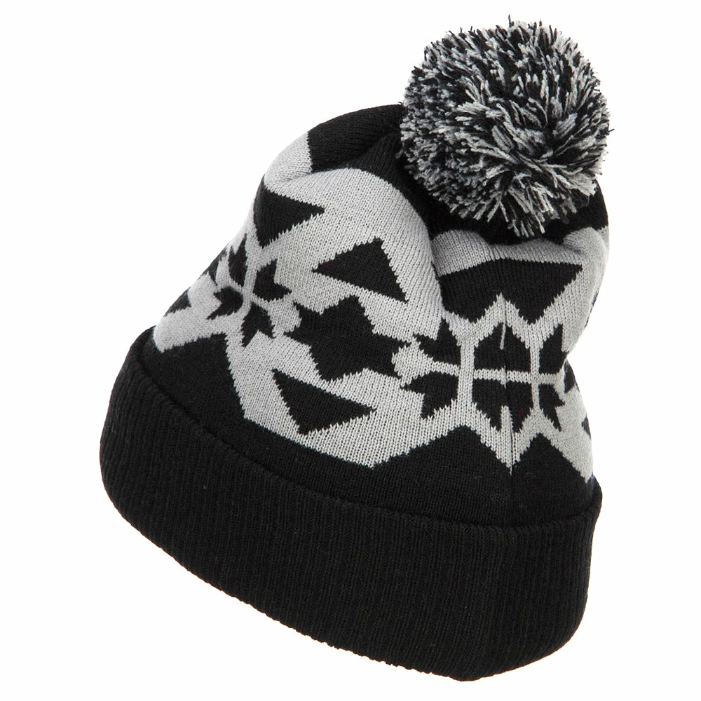 MG Jacquard Knit Pom Beanie - Image 2