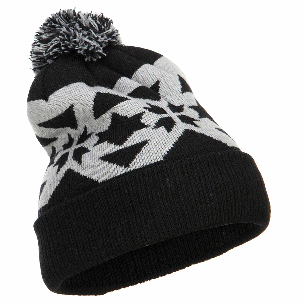 MG Jacquard Knit Pom Beanie - Image 4