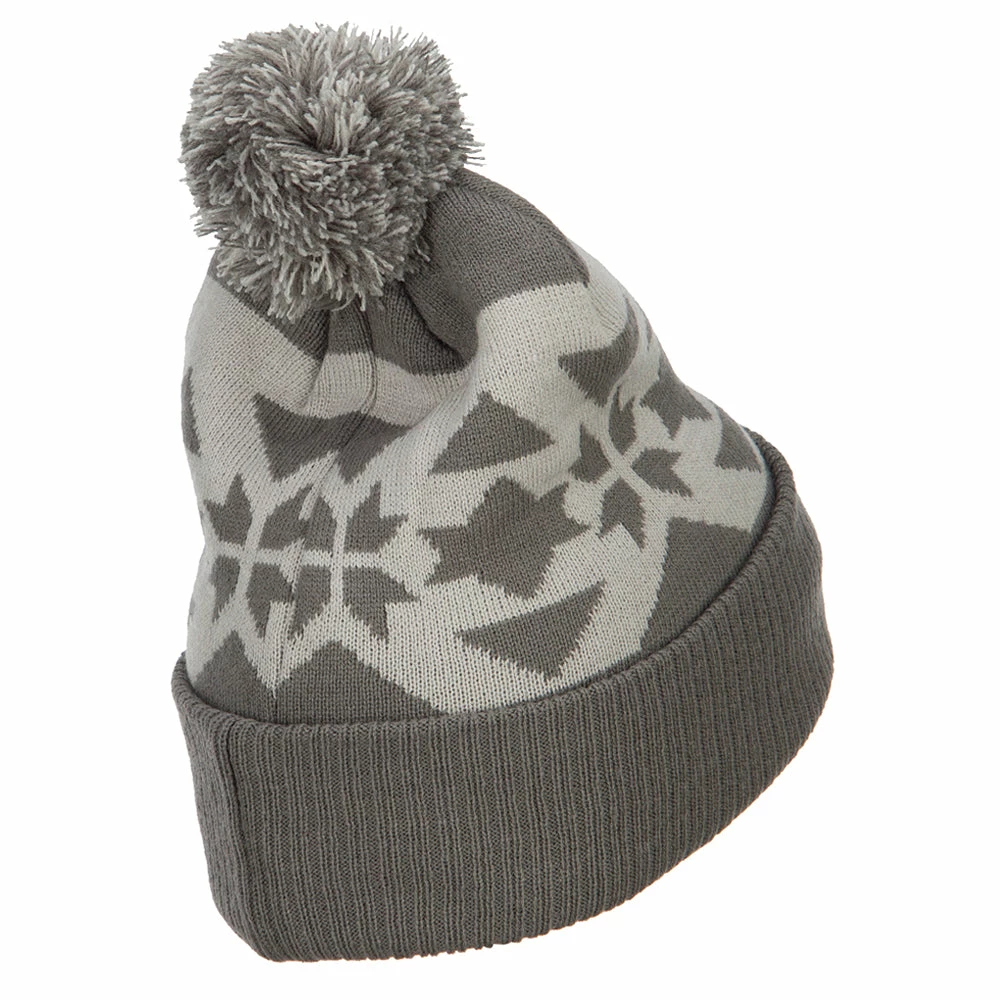 MG Jacquard Knit Pom Beanie - Image 8
