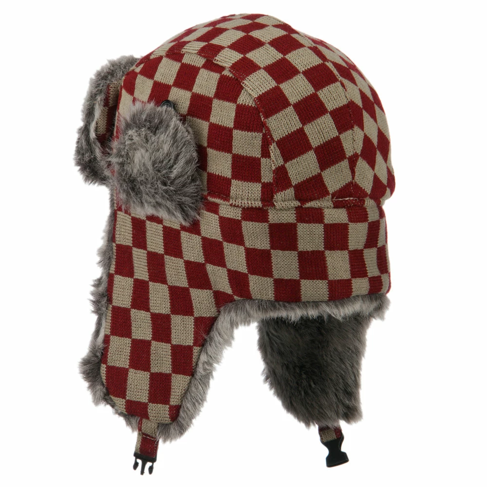 City Hunter Jacquard Checkered Trooper Hat - Image 2
