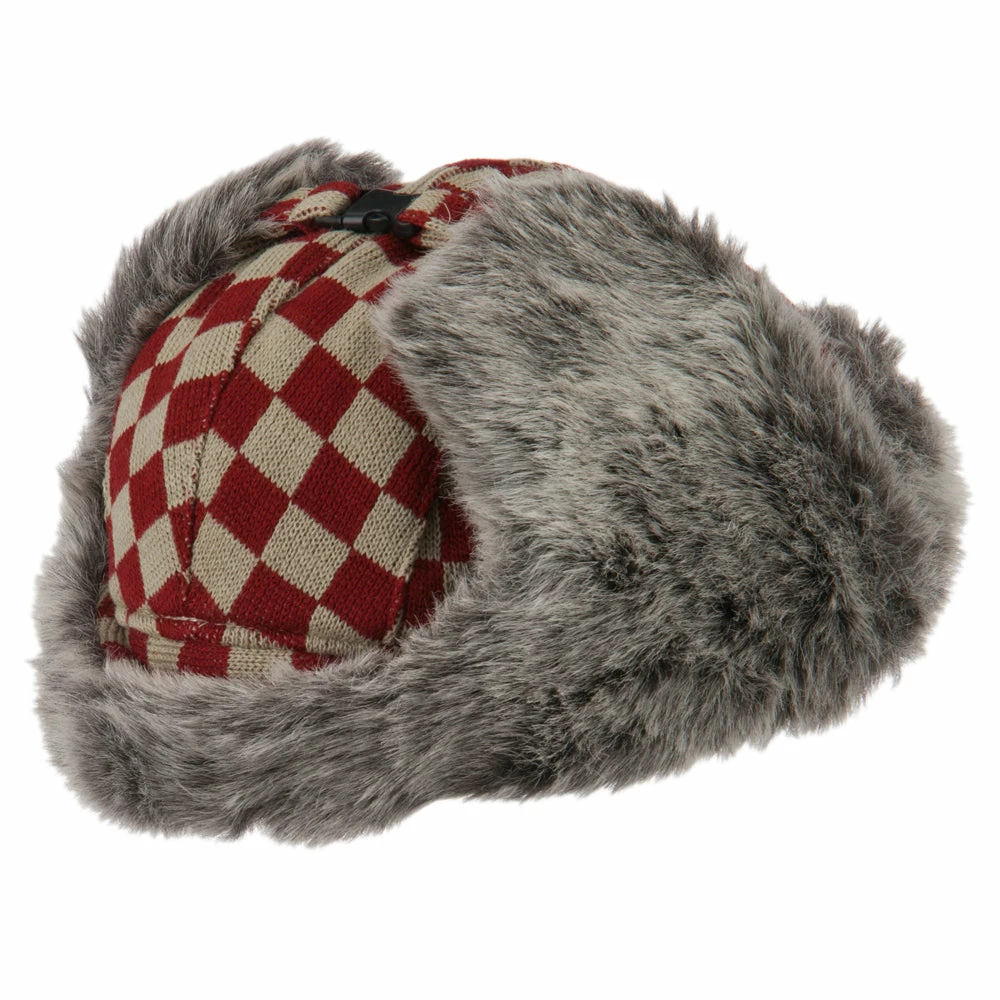 City Hunter Jacquard Checkered Trooper Hat - Image 4