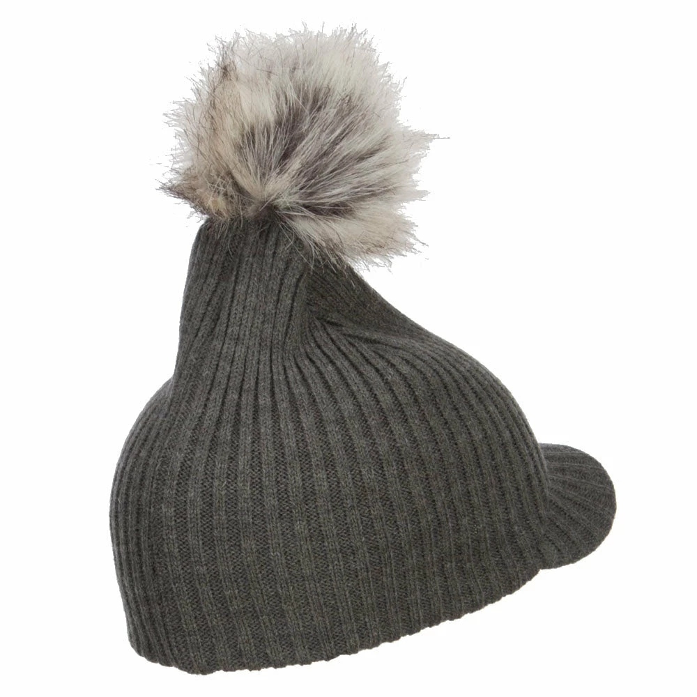 Hatiya Pom Pom Knit Brim Beanie - Image 3