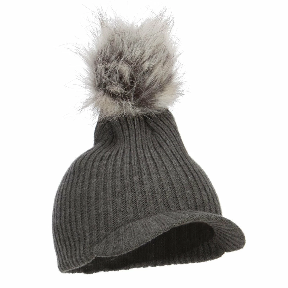 Hatiya Pom Pom Knit Brim Beanie - Image 4