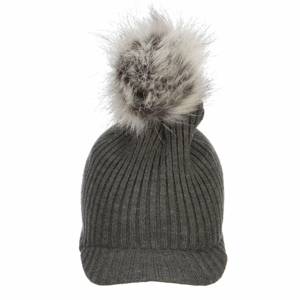 Hatiya Pom Pom Knit Brim Beanie - Image 5