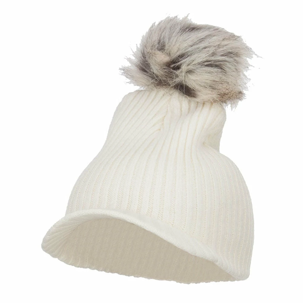 Hatiya Pom Pom Knit Brim Beanie - Image 6