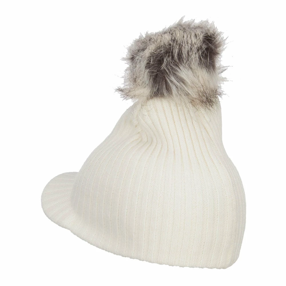 Hatiya Pom Pom Knit Brim Beanie - Image 7