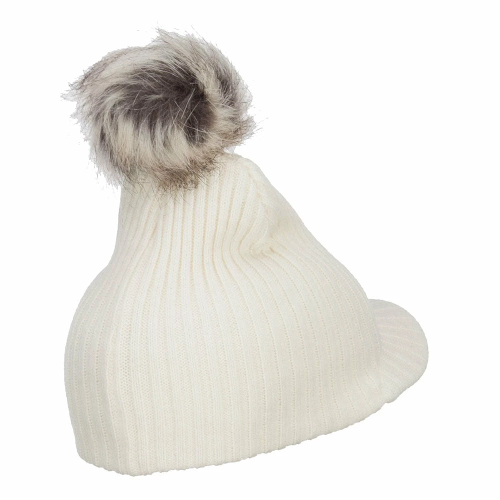 Hatiya Pom Pom Knit Brim Beanie - Image 8