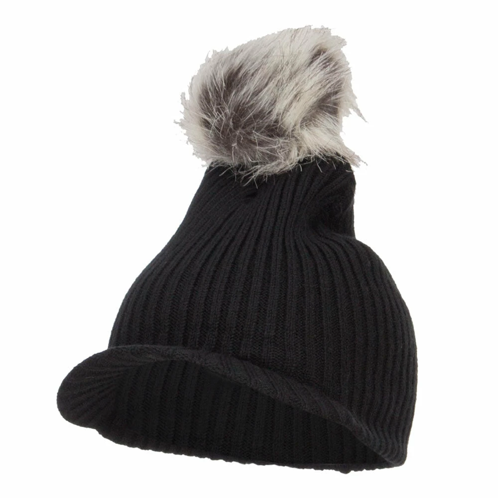 Hatiya Pom Pom Knit Brim Beanie - Image 11