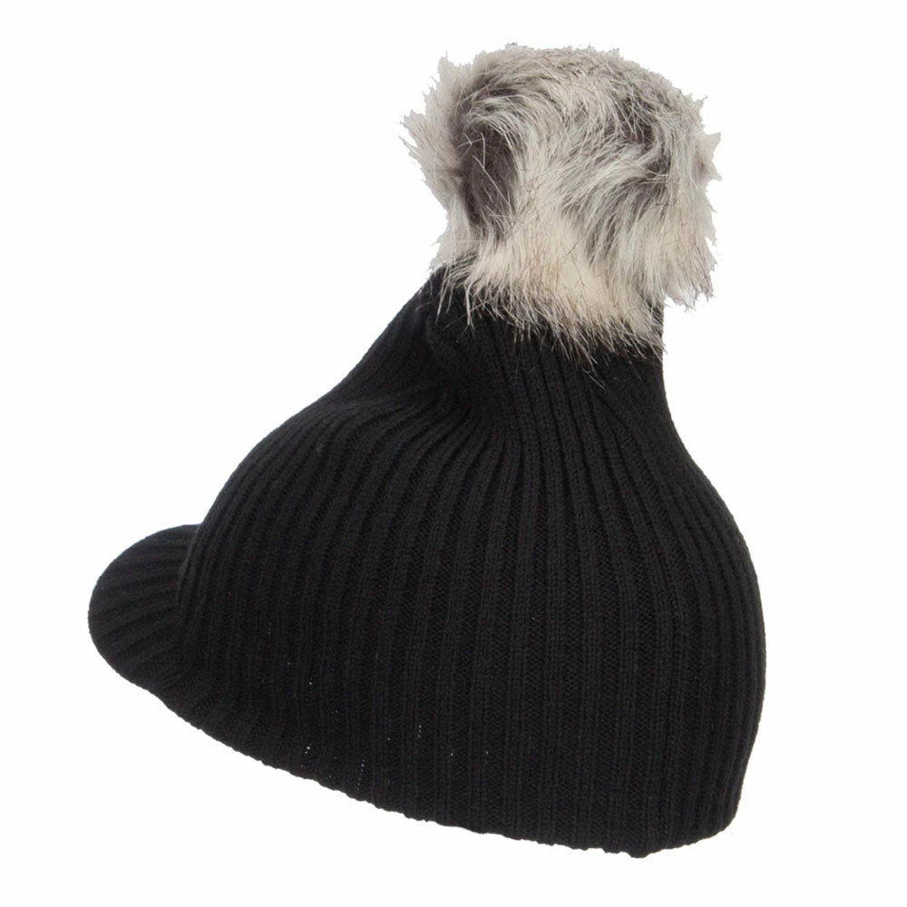 Hatiya Pom Pom Knit Brim Beanie - Image 12