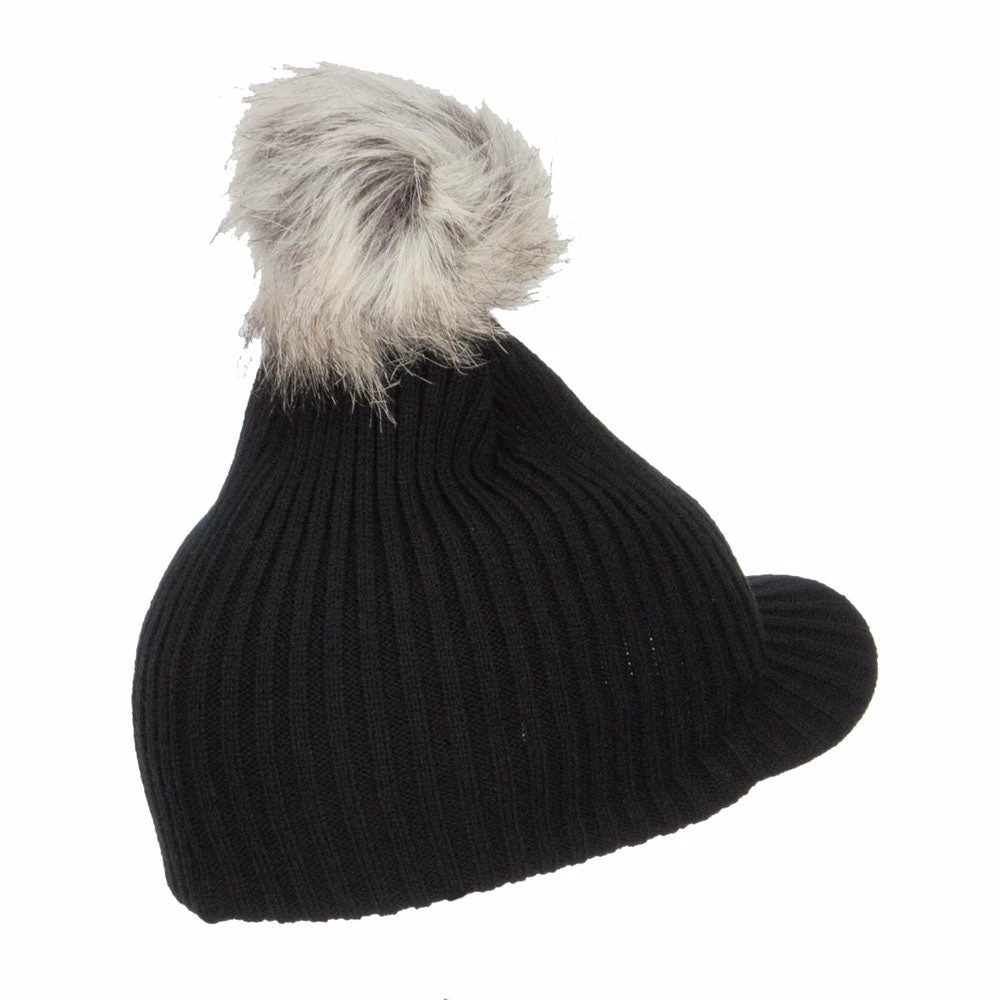 Hatiya Pom Pom Knit Brim Beanie - Image 13