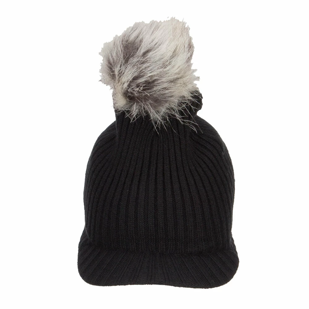 Hatiya Pom Pom Knit Brim Beanie - Image 15