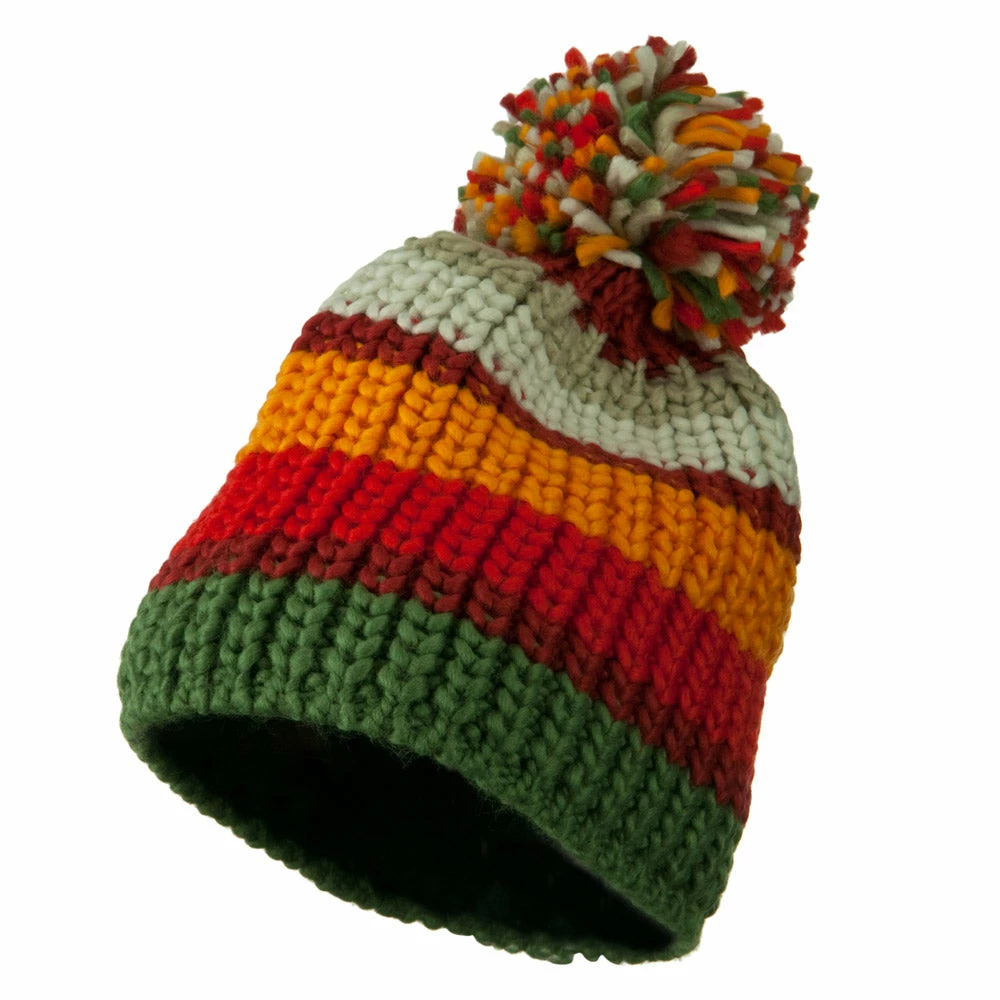 Jeanne Simmons Colorful Knitted Pom Pom Beanie Cap