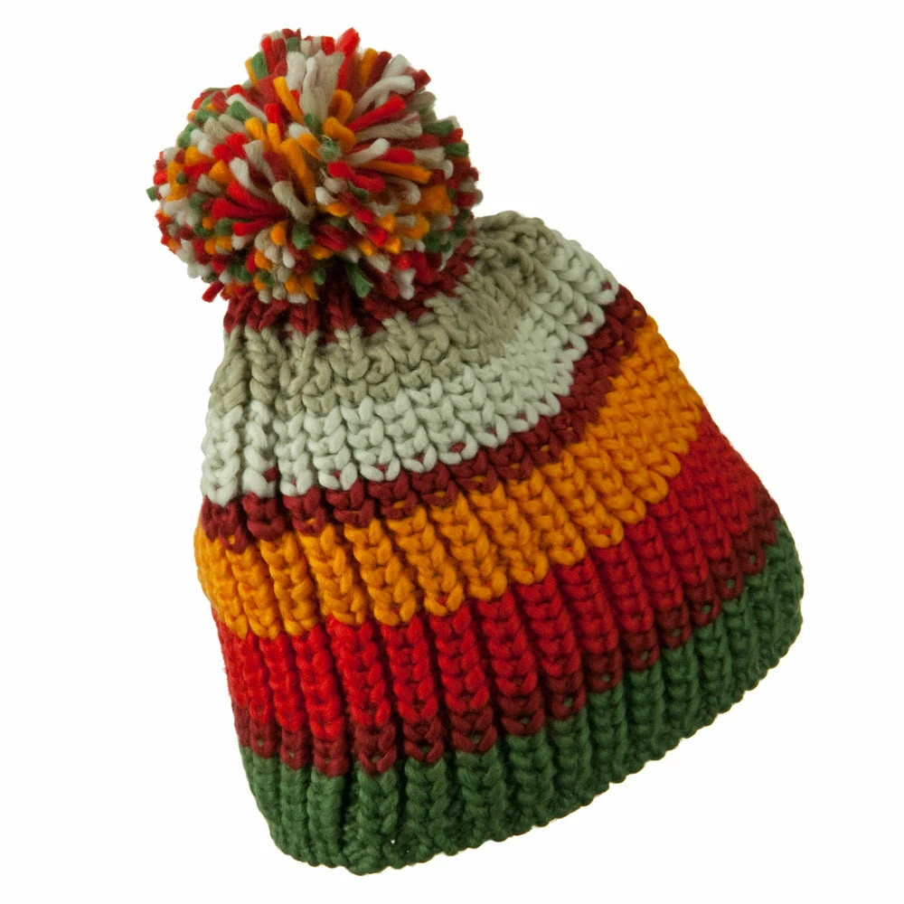 Jeanne Simmons Colorful Knitted Pom Pom Beanie Cap - Image 5