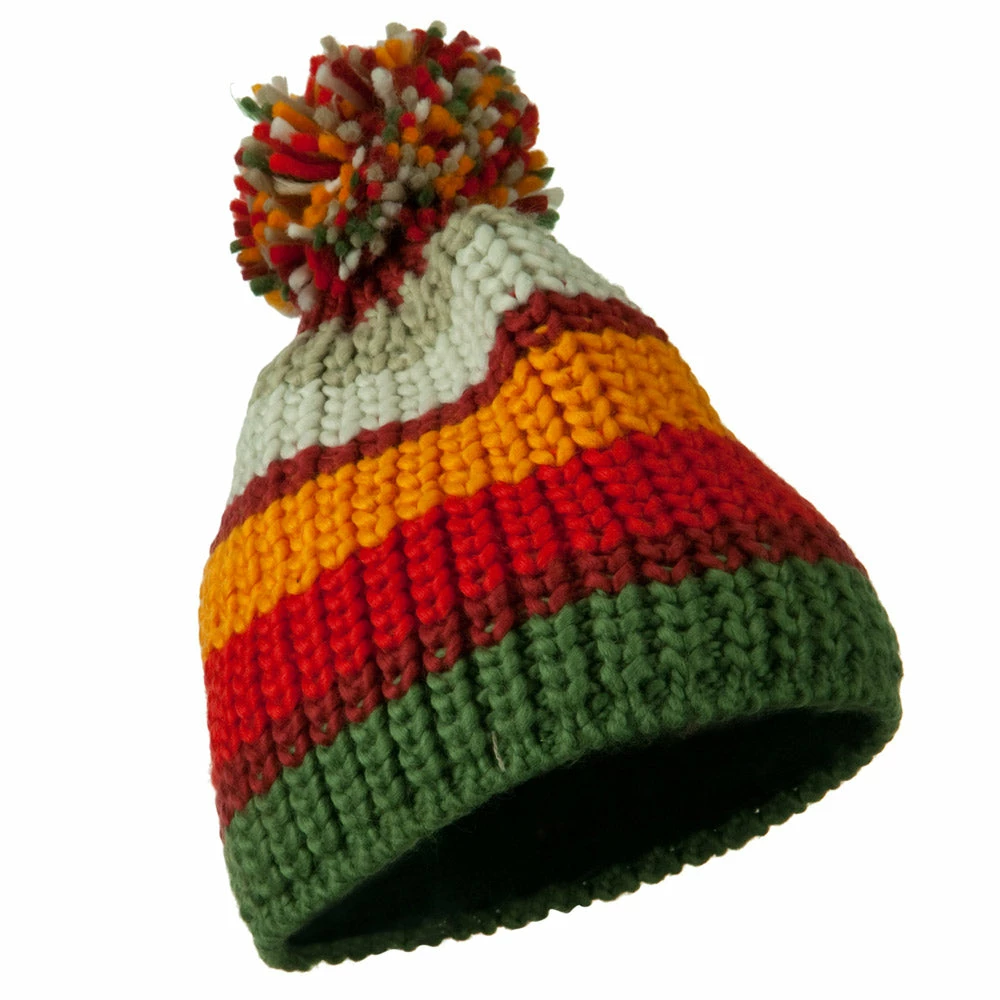 Jeanne Simmons Colorful Knitted Pom Pom Beanie Cap - Image 2