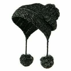 Hatiya Knit Trapper Ski Beanie With Pom Pom