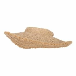 Jeanne Simmons Women's Raffia Crownless 5 Inch Wide Brim Fringe Edge Visor Hat